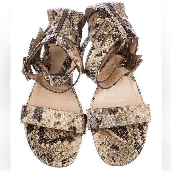 FENDI Snakeskin Python Gladiator Strappy Sandals Flats - Picture 2 of 12